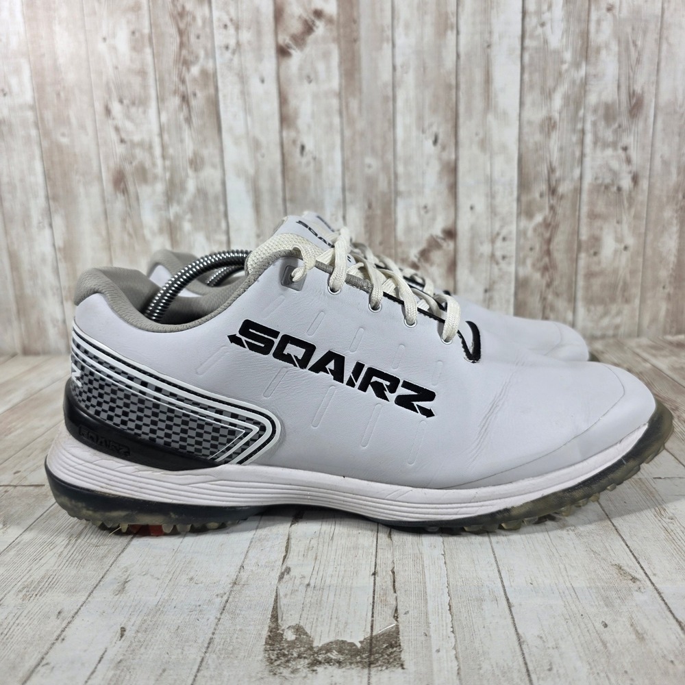 Sqairz Speed Mens White Black‎ Square Toe Spiked Golf Shoes Size 11.5 US